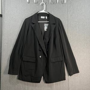 GRAVER Susan Graver Regular LK Fusion Double-Breasted Blazer Black Size 1X